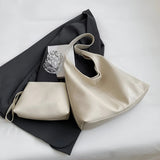 Two-Piece Large Leather Tote Bag
