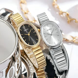 Sleek Oval Quartz Wristwatch