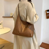 Leather Shoulder Bag with Button Closure