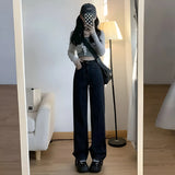 High-waisted loose straight-leg jeans