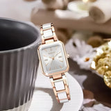Women's Diamond-Encrusted Square Quartz Watch