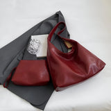 Two-Piece Large Leather Tote Bag