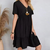 Women's V-Neck Ruffle Peplum Dress