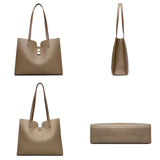 Textured Leather Tote Bag with Front Clasp