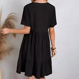 Women's V-Neck Ruffle Peplum Dress
