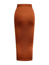 Women's high-waist ribbed knit pencil skirt