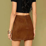 Women's high-waist faux suede mini skirt