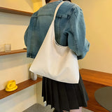 Leather Shoulder Bag with Button Closure