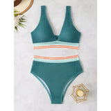 High-Waist Bikini Set with Crochet Details