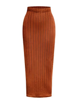 Women's high-waist ribbed knit pencil skirt