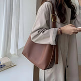 Women's Adjustable Strap Two-Piece Leather Bag Set