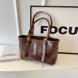 Retro-Inspired One-Shoulder Leather Handbag