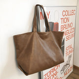 Women's Retro-Style Large Capacity Leather Tote Bag