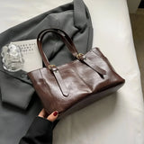 Retro-Inspired One-Shoulder Leather Handbag