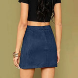Women's high-waist faux suede mini skirt