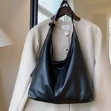 Leather Shoulder Bag with Button Closure