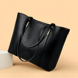 Textured Leather Tote Bag with Dual Closures