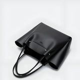 Split Leather Tote Bag with Zipper Closure