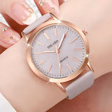 Women's Frosted Dial Leather Strap Watch