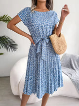 Floral Pleated A-Line Maxi Dress