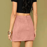Women's high-waist faux suede mini skirt