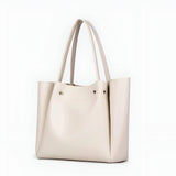 Split Leather Tote Bag with Zipper Closure