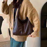 Leather Shoulder Bag with Button Closure