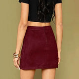Women's high-waist faux suede mini skirt