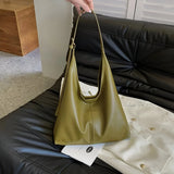 Leather Shoulder Bag with Button Closure