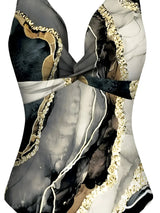 Tropical Print Two-Piece Swimsuit & Sarong Set