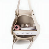 Split Leather Tote Bag with Zipper Closure