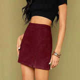 Women's high-waist faux suede mini skirt