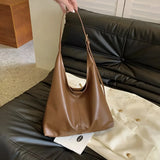 Leather Shoulder Bag with Button Closure