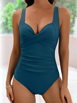 Women's Solid Ruffle One-Piece Swimsuit
