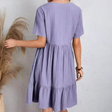 Women's V-Neck Ruffle Peplum Dress