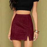 Women's high-waist faux suede mini skirt