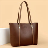 Textured Leather Tote Bag with Dual Closures