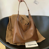 Leather Shoulder Bag with Button Closure