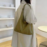 Leather Shoulder Bag with Button Closure