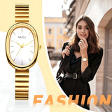 Sleek Oval Quartz Wristwatch