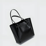 Split Leather Tote Bag with Zipper Closure