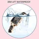 Women's Diamond-Encrusted Square Quartz Watch