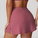 High-waist athletic skort with built-in shorts