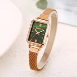 Rectangular Dial Stainless Steel Mesh Watch for Women