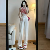 High-waisted loose straight-leg jeans