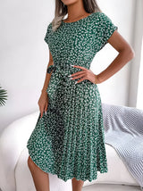 Floral Pleated A-Line Maxi Dress