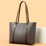 Textured Leather Tote Bag with Dual Closures