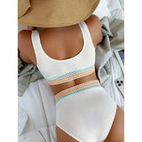 High-Waist Bikini Set with Crochet Details