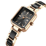 Women's Diamond-Encrusted Square Quartz Watch