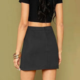 Women's high-waist faux suede mini skirt